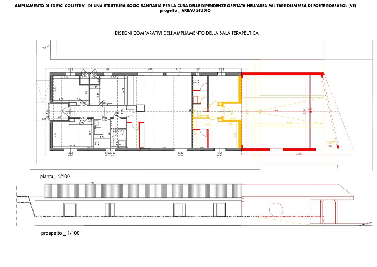 Disegni comparativi dei lavori di ampliamento di Forte Rossarol 